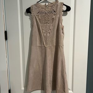 Suede high neck dress